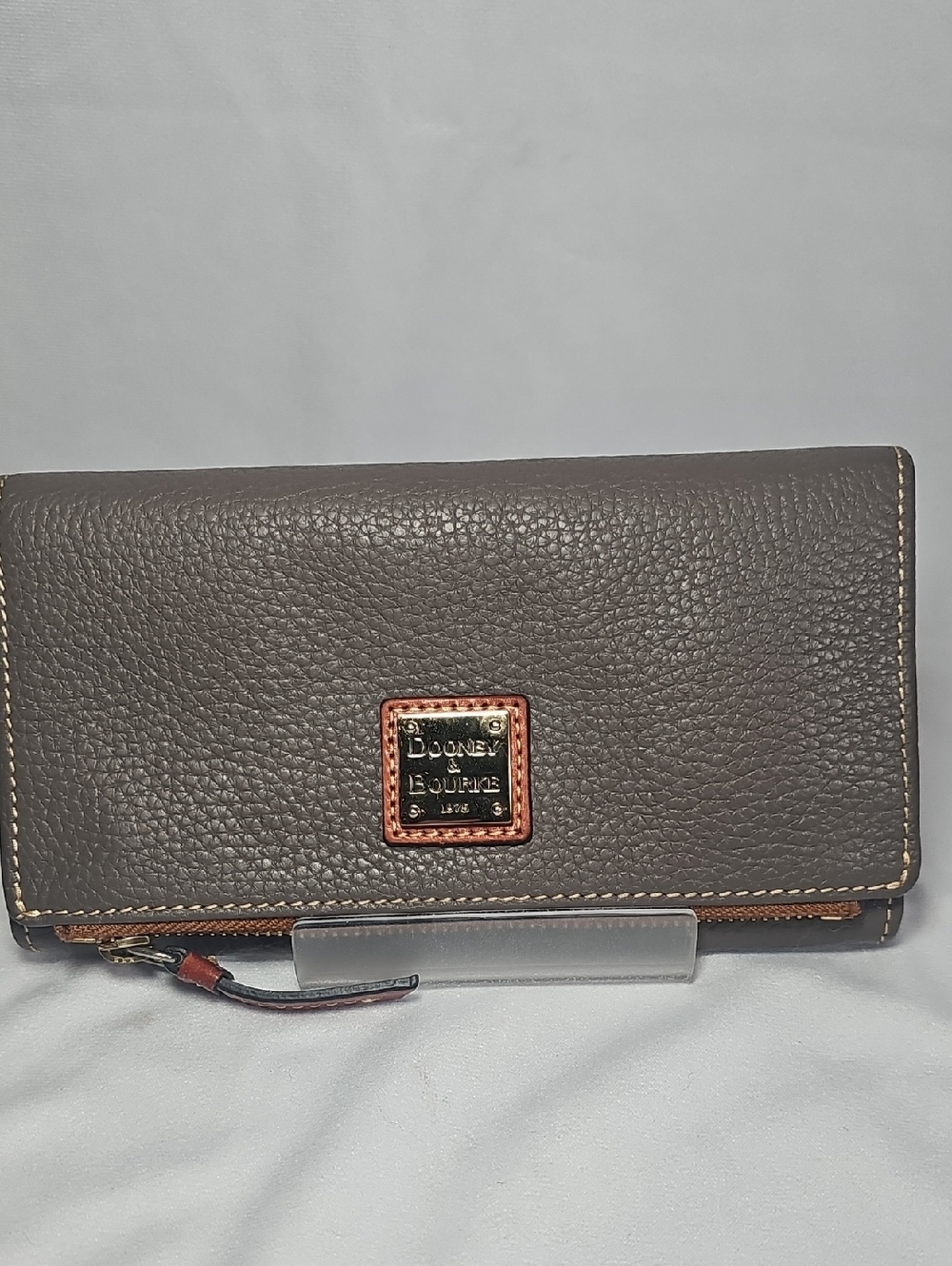 Dooney & Bourke Pebble Grain Folded Zip In Elephant Gray